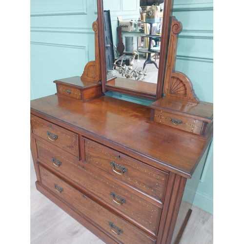 23 - Edwardian walnut washstand with mirrored back and two short drawers over the long drawers {136 cm H ... 