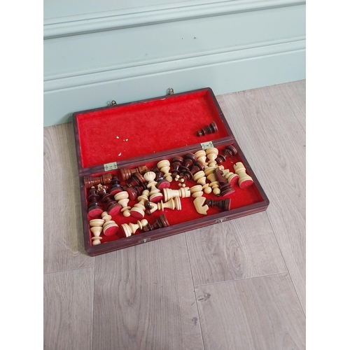 279 - Vintage carved wooden chess set.