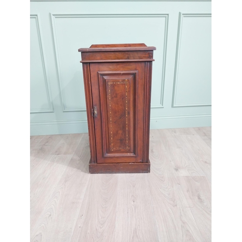 40 - Edwardian walnut bedside locker with single blind door {81 cm H x 42 cm W x 36 cm D}.