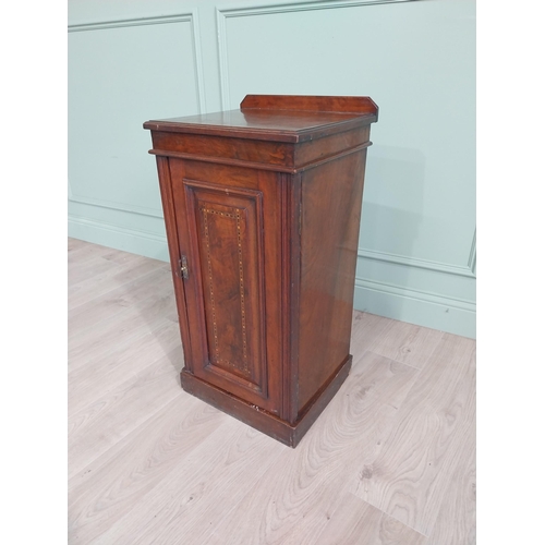 40 - Edwardian walnut bedside locker with single blind door {81 cm H x 42 cm W x 36 cm D}.