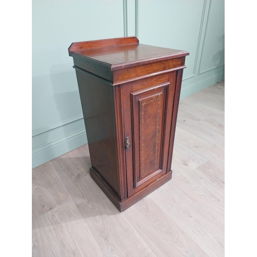 40 - Edwardian walnut bedside locker with single blind door {81 cm H x 42 cm W x 36 cm D}.