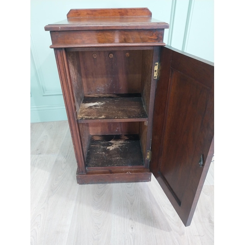 40 - Edwardian walnut bedside locker with single blind door {81 cm H x 42 cm W x 36 cm D}.