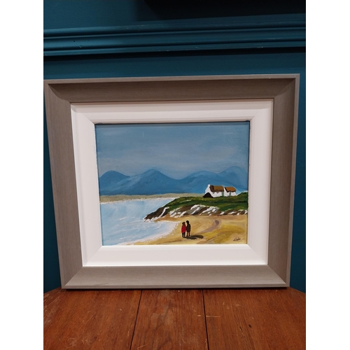 466 - Framed acrylic on board - A Clare Beach signed Kate. {40 cm H x 45 cm W}.