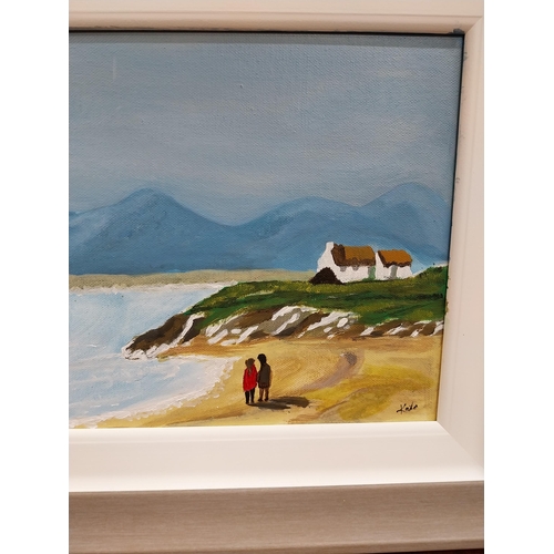 466 - Framed acrylic on board - A Clare Beach signed Kate. {40 cm H x 45 cm W}.