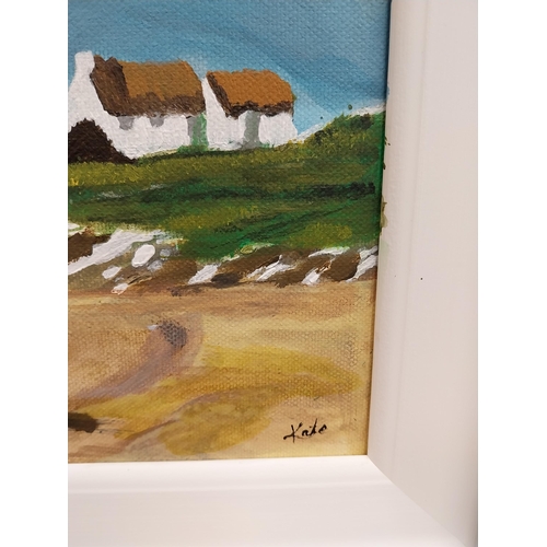 466 - Framed acrylic on board - A Clare Beach signed Kate. {40 cm H x 45 cm W}.