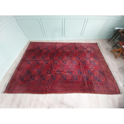 76 - Antique Afghan carpet square {402cm H x 272cm