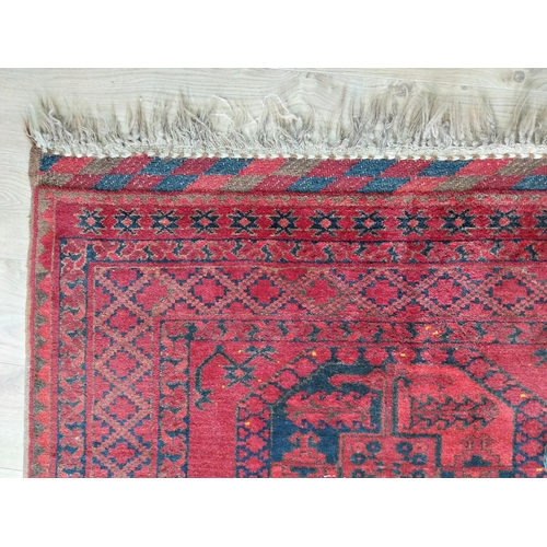 76 - Antique Afghan carpet square {402cm H x 272cm