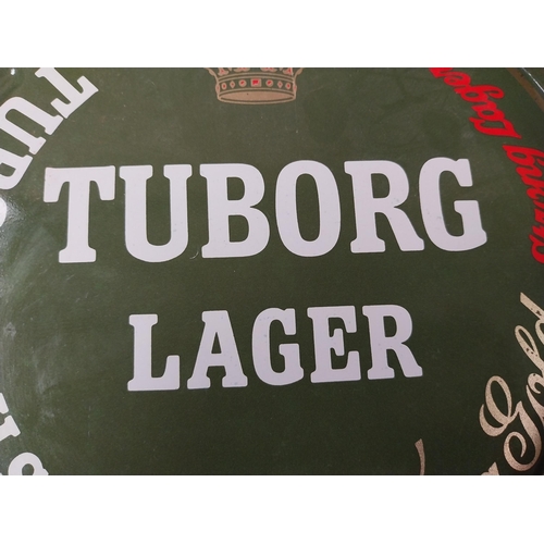 108 - Tuborg Lager tin  plate drinks tray. {27 cm Dia}.