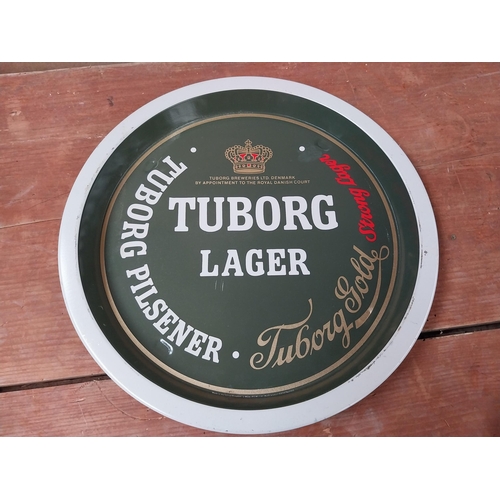 108 - Tuborg Lager tin  plate drinks tray. {27 cm Dia}.