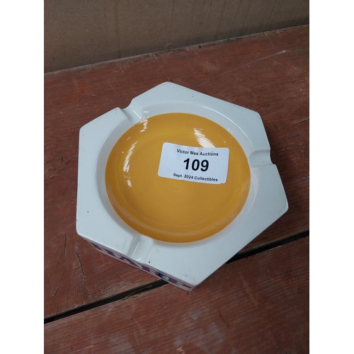 109 - Harp Keg ceramic ashtray. {18cm W}.