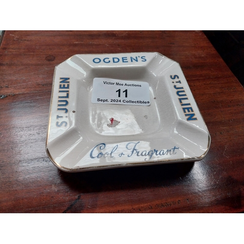 11 - Ogden's St Julien ceramic advertising ashtray. { 14cm W x 14 cm D}.