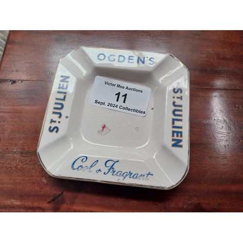 11 - Ogden's St Julien ceramic advertising ashtray. { 14cm W x 14 cm D}.