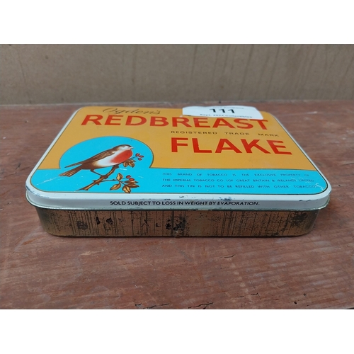 111 - Redbreast Flake advertising tin {3 cm H x 18 cm W x 13 cm D}.