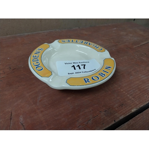 117 - Ogden's Robin Cigarettes ashtray. {13 cm W}.