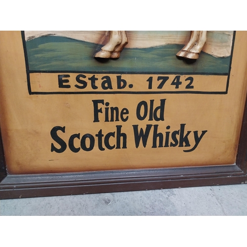 118 - White Horse Scotch Whiskey wooden advertising sign. {90 cm H x 55 cm W}.