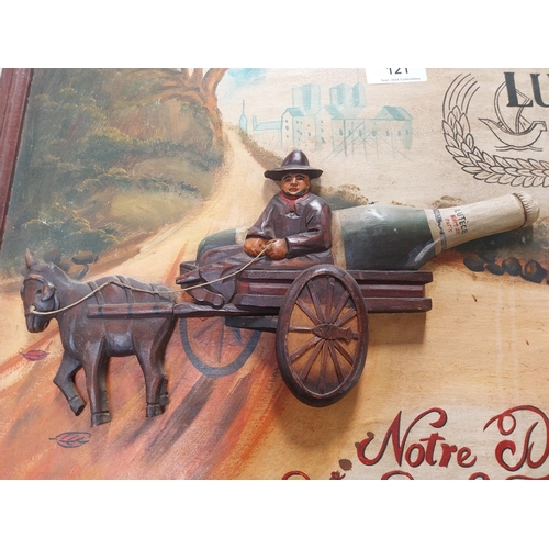 121 - Lutece Biere De Paris wooden advertising board. {32 cm H x 80 cm W}