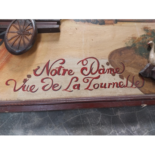 121 - Lutece Biere De Paris wooden advertising board. {32 cm H x 80 cm W}