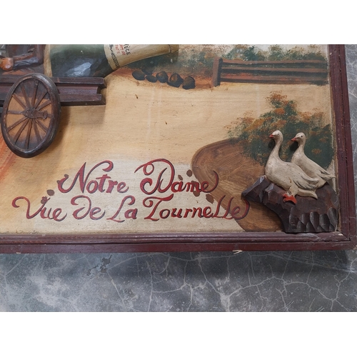 121 - Lutece Biere De Paris wooden advertising board. {32 cm H x 80 cm W}