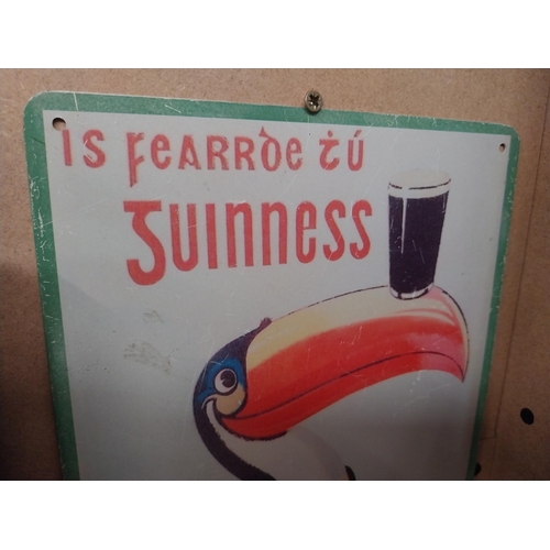 41 - Is fearr tu Guinness tin plate advertising sign. {29 cm H x 20 cm W}.