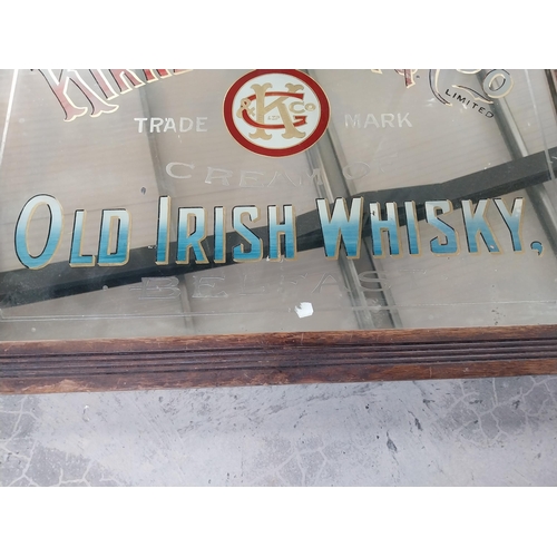 42 - Kirker Greer & Co. Cream of old Irish Whisky, Belfast framed advertising mirror {60cm H x 82cm W}