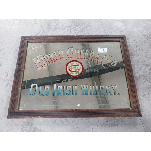 42 - Kirker Greer & Co. Cream of old Irish Whisky, Belfast framed advertising mirror {60cm H x 82cm W}