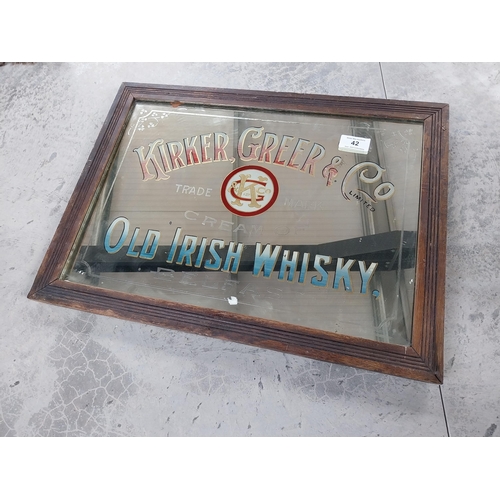 42 - Kirker Greer & Co. Cream of old Irish Whisky, Belfast framed advertising mirror {60cm H x 82cm W}