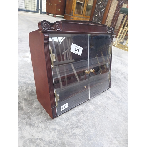 123 - 1970's wood and metal Counter Cigar Dispenser. {38 cm H x 43 cm W  x 13 cm D}.