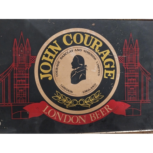 1237 - John Courage London Beer framed showcard. {25 cm H x 35 cm W}.