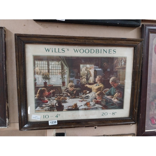 1238 - Original Wills's Woodbine framed showcard in original frame. {32 cm H x 57 cm W].