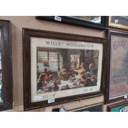 1238 - Original Wills's Woodbine framed showcard in original frame. {32 cm H x 57 cm W].