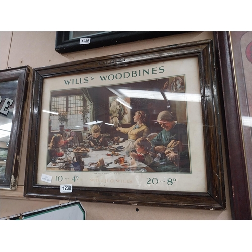 1238 - Original Wills's Woodbine framed showcard in original frame. {32 cm H x 57 cm W].