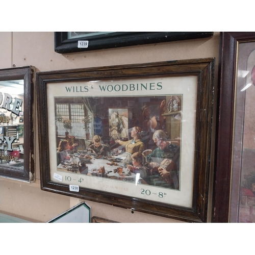 1238 - Original Wills's Woodbine framed showcard in original frame. {32 cm H x 57 cm W].