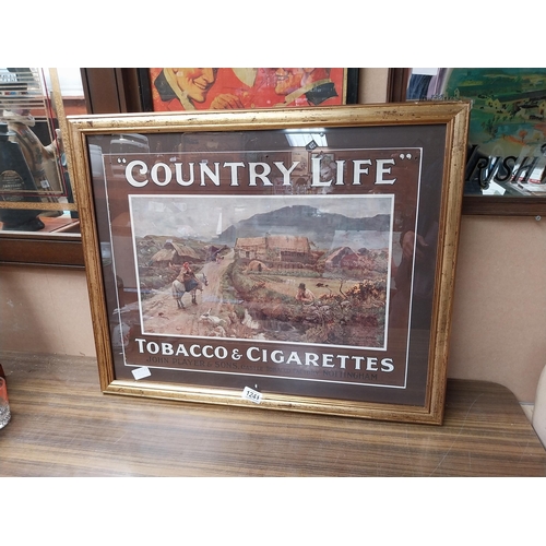 1241 - Player's Country Life Tobacco and Cigarettes framed showcard. {55 cm H x 67 cm W}.