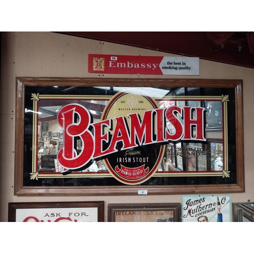 43 - 20th C. Beamish Irish Stout framed advertising mirror {84 cm H x 162 cm W}.