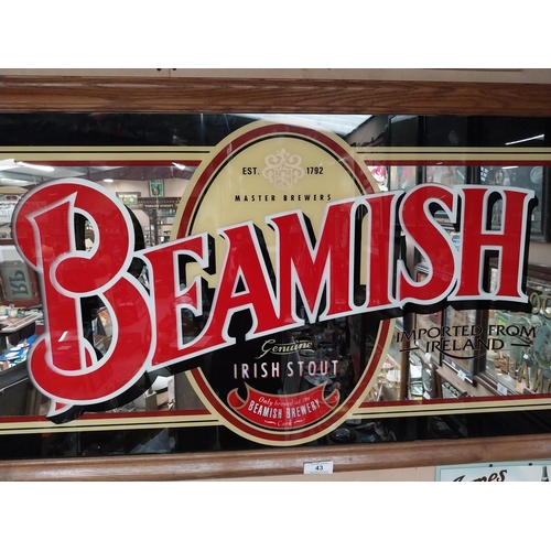 43 - 20th C. Beamish Irish Stout framed advertising mirror {84 cm H x 162 cm W}.