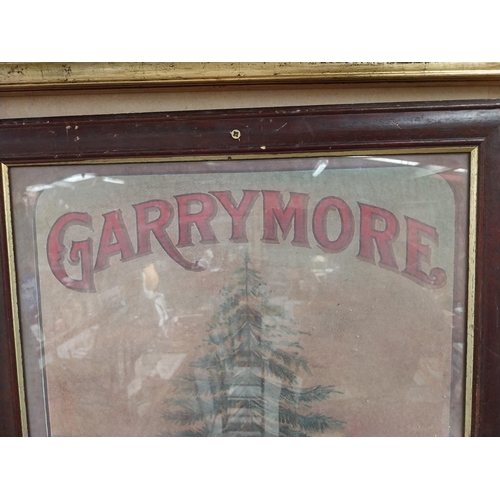 1242 - Garrymore Irish Whiskey framed advertising print {58 cm H x 48 cm W}.