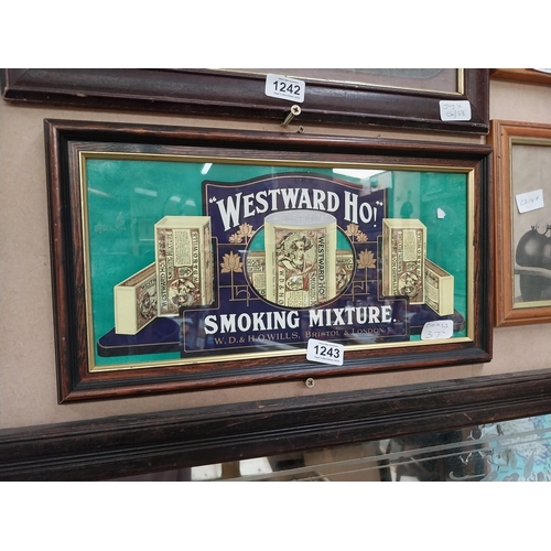 1243 - Westward Ho framed showcard. {23 cm H x 14 cm W}.