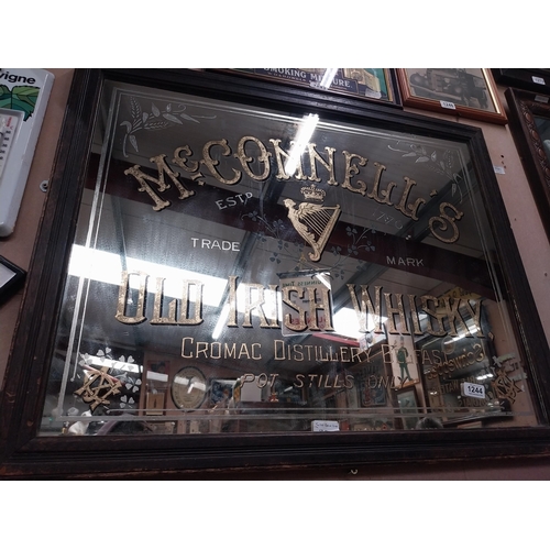 1244 - Rare 19th McConnell's Old Irish Whisky Cromac Distillery Belfast's advertising mirror in original fr... 