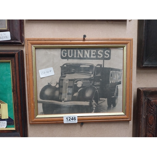 1246 - Framed black and white print of 1930's Guinness Truck. {23 cm H x 39 cm W].