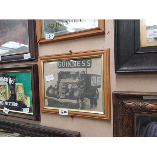 1246 - Framed black and white print of 1930's Guinness Truck. {23 cm H x 39 cm W].