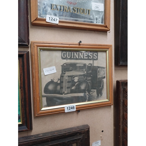 1246 - Framed black and white print of 1930's Guinness Truck. {23 cm H x 39 cm W].