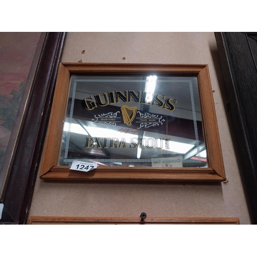 1247 - Guinness Extra Stout framed advertising mirror {21 cm H x 27 cm W}.