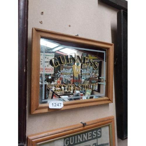 1247 - Guinness Extra Stout framed advertising mirror {21 cm H x 27 cm W}.