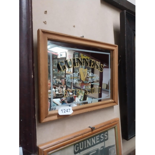 1247 - Guinness Extra Stout framed advertising mirror {21 cm H x 27 cm W}.