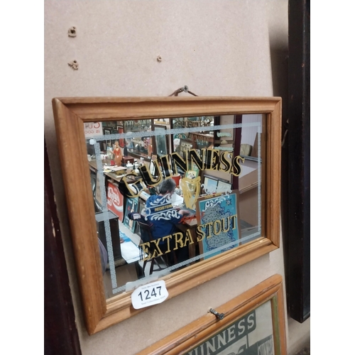 1247 - Guinness Extra Stout framed advertising mirror {21 cm H x 27 cm W}.