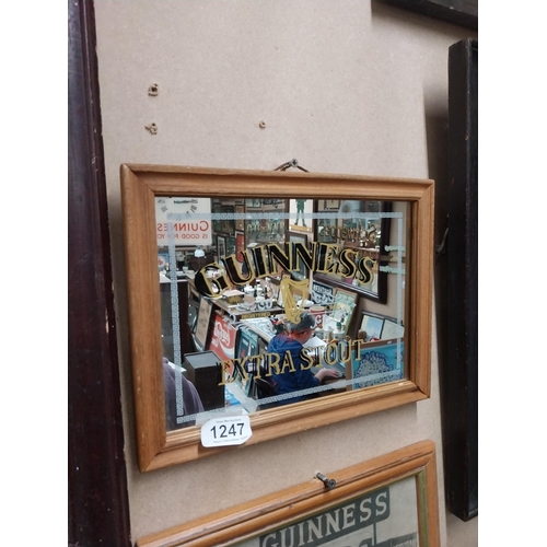 1247 - Guinness Extra Stout framed advertising mirror {21 cm H x 27 cm W}.