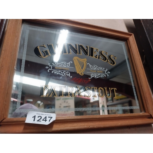 1247 - Guinness Extra Stout framed advertising mirror {21 cm H x 27 cm W}.