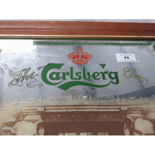 44 - Framed Carlsberg advertising mirror.{91 cm H x 71 cm W}.