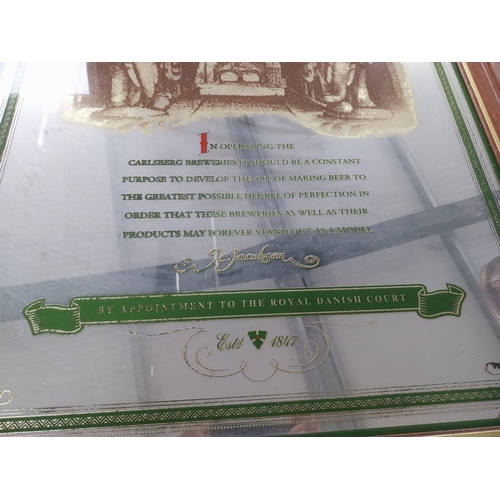 44 - Framed Carlsberg advertising mirror.{91 cm H x 71 cm W}.