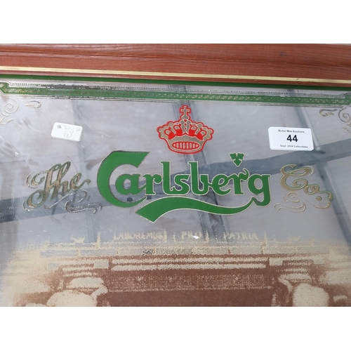 44 - Framed Carlsberg advertising mirror.{91 cm H x 71 cm W}.